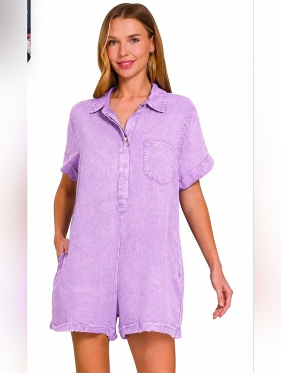 Zenana Outfitters Pants - NIP Zenana Acid Washed Romper